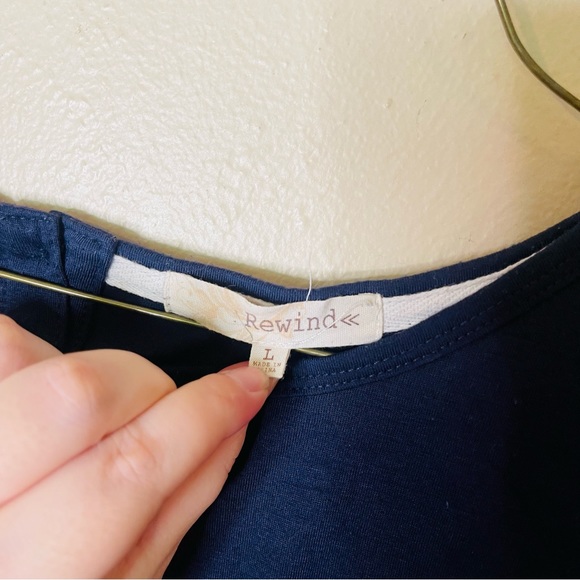 Navy Mixed Material Top - Picture 2 of 6